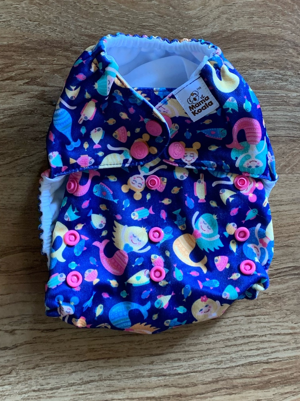 Mama Koala Blue Mermaid Print pocket Cloth Diaper